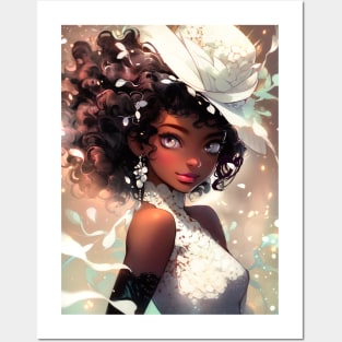 Beautiful Anime Afro Black Girl Princess Posters and Art